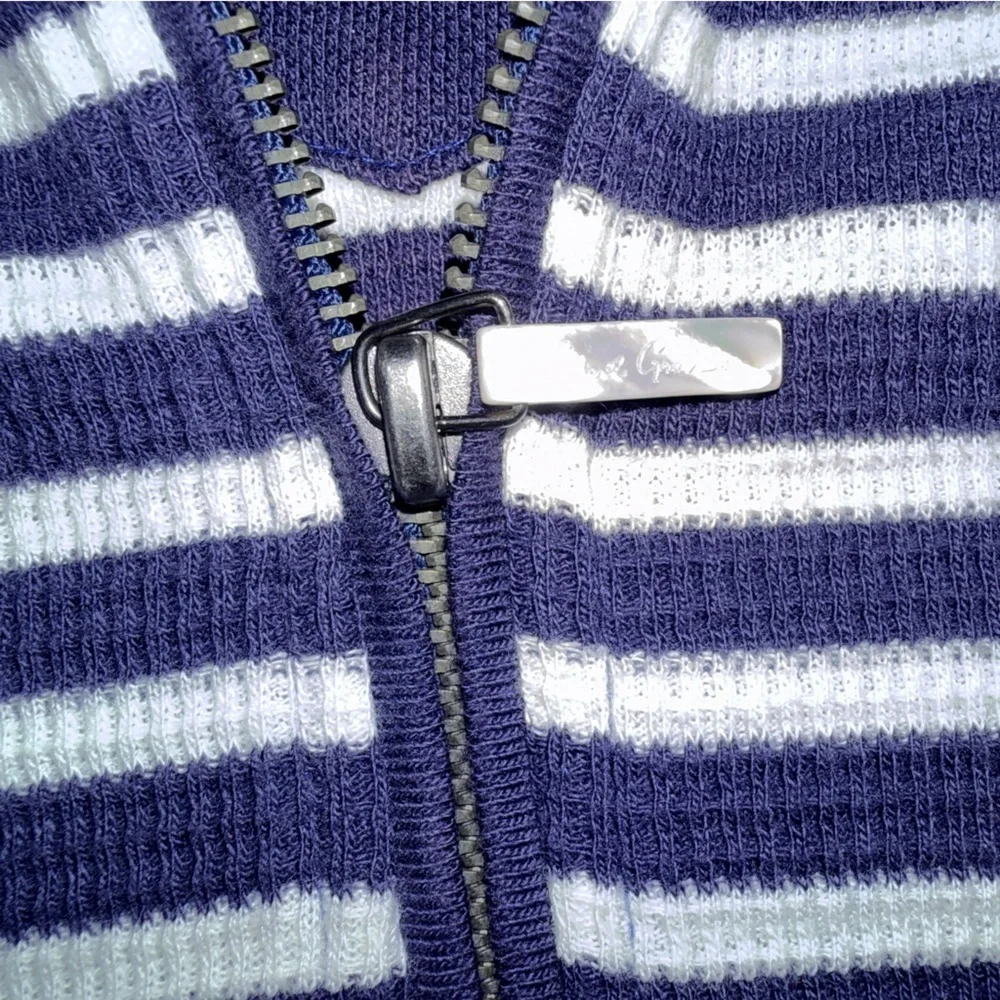 Robert Graham Classic Fit Quarter Zip Sweater Navy White Stripe Cotton Men’s M